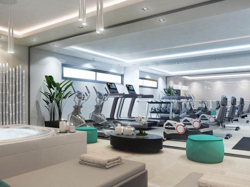 gimnasio y zona spa en el Campanario Hills Estepona